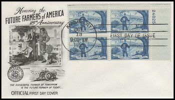 1024 / 3c Future Farmers of America Plate Block Fleetwood 1953 First Day Cover 1024 / 3c Future Farmers of America Plate Block Fleetwood 1953 First Day Cover