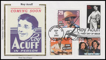 3812 / 37c Roy Acuff : Country Singer Combo 2003 Colorano Silk First Day Covers 3812 / 37c Roy Acuff : Country Singer Combo 2003 Colorano Silk First Day Covers