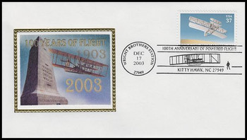 3783a / 100th Anniversary Of Powered Flight - Wright Brothers 2003 Colorano Silk Special Event Cover 3783a / 100th Anniversary Of Powered Flight - Wright Brothers 2003 Colorano Silk Special Event Cover