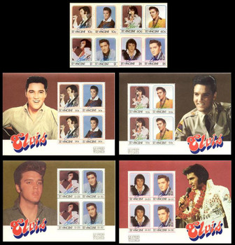 Elvis Presley Set of 8 Stamps and 4 Souvenir Sheets from St Vincent Elvis Presley Set of 8 Stamps and 4 Souvenir Sheets from St Vincent
