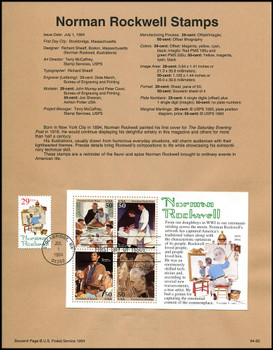 2839 - 2840 / 29c - 50c Norman Rockwell Stamp and Souvenir Sheet : 1994 USPS #94-20 Souvenir Page 2839 - 2840 / 29c - 50c Norman Rockwell Stamp and Souvenir Sheet : 1994 USPS #94-20 Souvenir Page