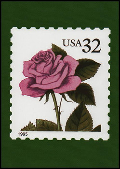 1995 Pink Rose Stamp Collectible Postcard 1995 Pink Rose Stamp Collectible Postcard