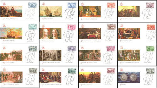 2624a - 2629 / 1c - $5 Columbus Souvenir Sheet Singles Set of 16 Fleetwood 1992 FDCs 2624a - 2629 / 1c - $5 Columbus Souvenir Sheet Singles Set of 16 Fleetwood 1992 FDCs