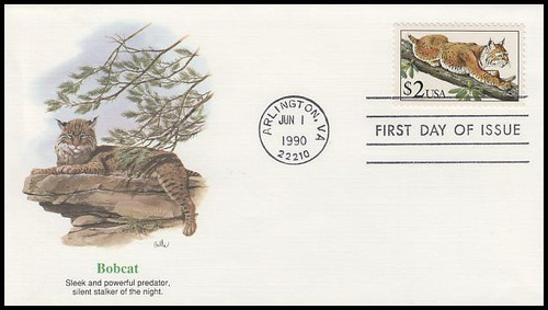 2482 / $2 Bobcat 1990 Fleetwood First Day Cover 2482 / $2 Bobcat 1990 Fleetwood First Day Cover