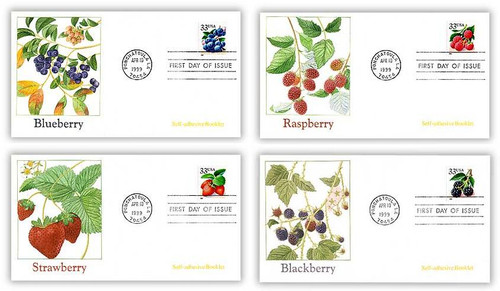 3294 - 3297 / 33c Fruit Berries PSA Booklet Set of 4 Fleetwood 1999 FDCs 3294 - 3297 / 33c Fruit Berries PSA Booklet Set of 4 Fleetwood 1999 FDCs
