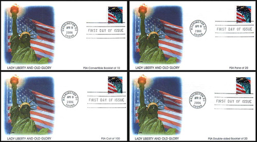 3978 - 3985a / 39c Statue of Liberty and Flag Set of 4 Fleetwood 2006 FDCs 3978 - 3985a / 39c Statue of Liberty and Flag Set of 4 Fleetwood 2006 FDCs