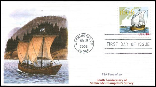 4073 / 39c Champlain's Survey 400th Anniversary Washington, DC Postmark 2006 Fleetwood FDC 4073 / 39c Champlain's Survey 400th Anniversary Washington, DC Postmark 2006 Fleetwood FDC