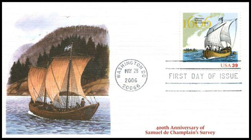 4074a / 39c Champlain's Survey 400th Anniversary Washington, DC Postmark 2006 Fleetwood FDC 4074a / 39c Champlain's Survey 400th Anniversary Washington, DC Postmark 2006 Fleetwood FDC