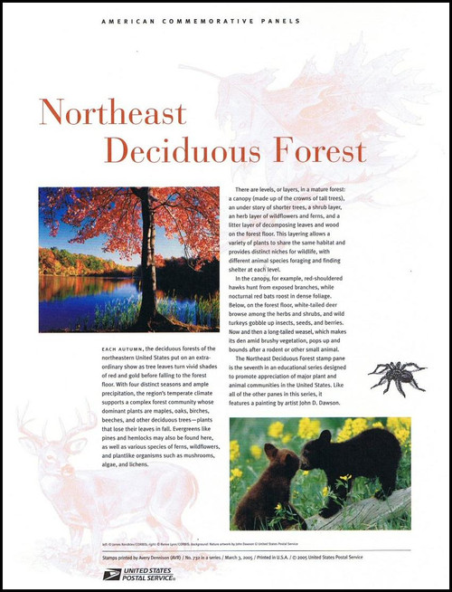 3899 / 37c Northeast Deciduous Forest Sheet of 10 ( 2 Panel Set ) 2005 USPS American Commemorative Panel Sealed #732 3899 / 37c Northeast Deciduous Forest Sheet of 10 ( 2 Panel Set ) 2005 USPS American Commemorative Panel Sealed #732