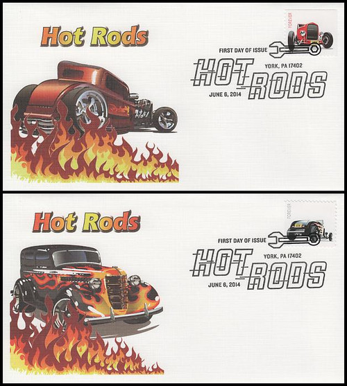 4908 - 4909 / 49c Hot Rods : Set of 2 Fleetwood 2014 First Day Covers 4908 - 4909 / 49c Hot Rods : Set of 2 Fleetwood 2014 First Day Covers