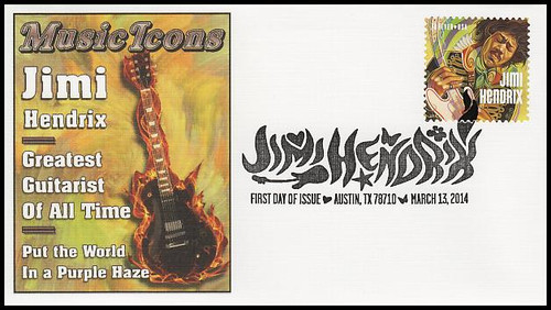 4880 / 49c Jimi Hendrix : Rock Guitarist : Singer : Songwriter 2014 Fleetwood FDC 4880 / 49c Jimi Hendrix : Rock Guitarist : Singer : Songwriter 2014 Fleetwood FDC