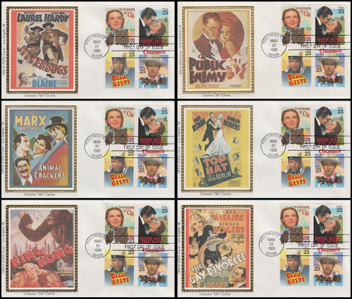2448a / 25c Classic Films Se-Tenant Block of 4 Hard To Find Set of 6 ASDA Colorano Silk 1990 FDCs 2448a / 25c Classic Films Se-Tenant Block of 4 Hard To Find Set of 6 ASDA Colorano Silk 1990 FDCs