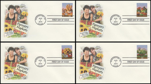 4912 - 4915 / 49c Farmer's Market Set of 4 Artcraft 2014 FDCs 4912 - 4915 / 49c Farmer's Market Set of 4 Artcraft 2014 FDCs