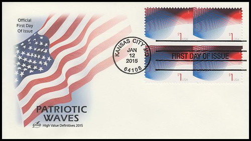 4953 / $1 Patriotic Wave Block 2015 Artcraft First Day Cover 4953 / $1 Patriotic Wave Block 2015 Artcraft First Day Cover
