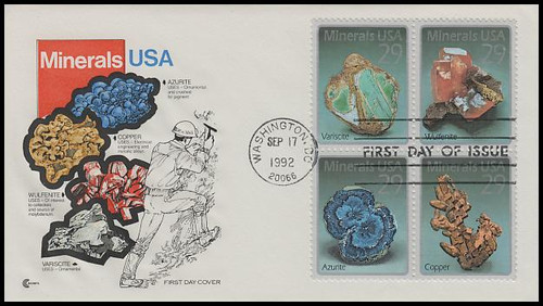 2700 - 2703 / 29c Minerals Se-Tenant Block Cover Craft Cachet 1992 FDC With Insert Card 2700 - 2703 / 29c Minerals Se-Tenant Block Cover Craft Cachet 1992 FDC With Insert Card