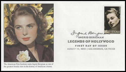 5012 / 49c Ingrid Bergman : Legends Of Hollywood 2016 Fleetwood First Day Cover 5012 / 49c Ingrid Bergman : Legends Of Hollywood 2016 Fleetwood First Day Cover