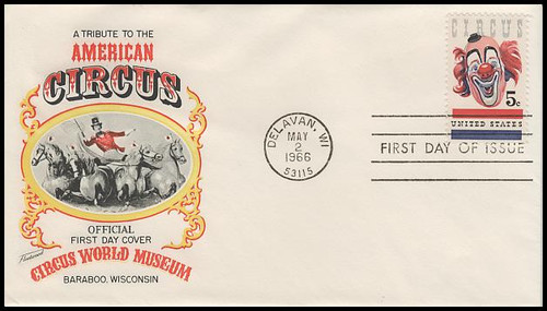 1309 / 5c American Circus : Clown 1966 Fleetwood First Day Cover 1309 / 5c American Circus : Clown 1966 Fleetwood First Day Cover