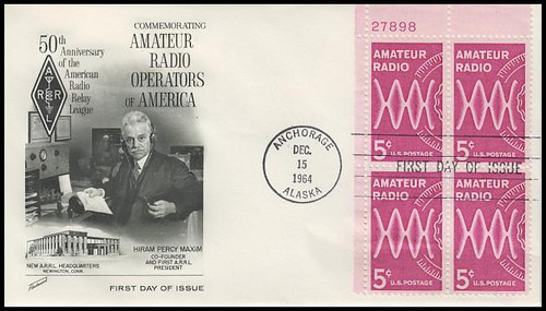1260 / 5c Amateur Radio Upper Left Plate Block Fleetwood 1964 First Day Cover 1260 / 5c Amateur Radio Upper Left Plate Block Fleetwood 1964 First Day Cover
