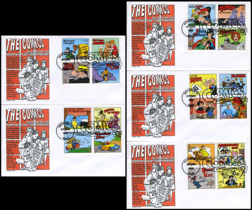 3000a - t 32c Classic Comic Strips All 20 Stamps on 5 GAMM 1995 FDCs 3000a - t 32c Classic Comic Strips All 20 Stamps on 5 GAMM 1995 FDCs