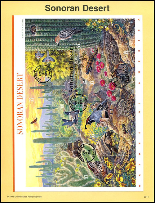 3293 / 33c Sonoran Desert Pane of 10 : 1999 USPS #9911 Souvenir Page 3293 / 33c Sonoran Desert Pane of 10 : 1999 USPS #9911 Souvenir Page