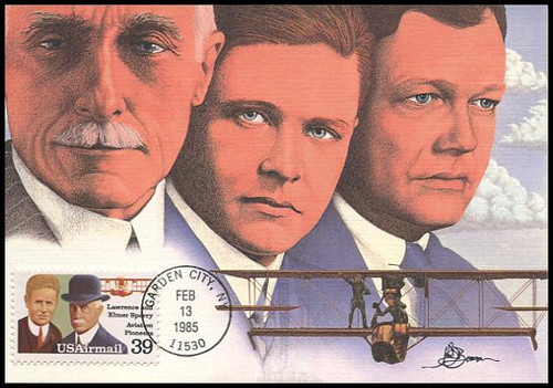 C114 / 39c Lawrence and Elmer Sperry Airmail Aviation Pioneers Series 1985 Fleetwood First Day of Issue Maximum Card C114 / 39c Lawrence and Elmer Sperry Airmail Aviation Pioneers Series 1985 Fleetwood First Day of Issue Maximum Card