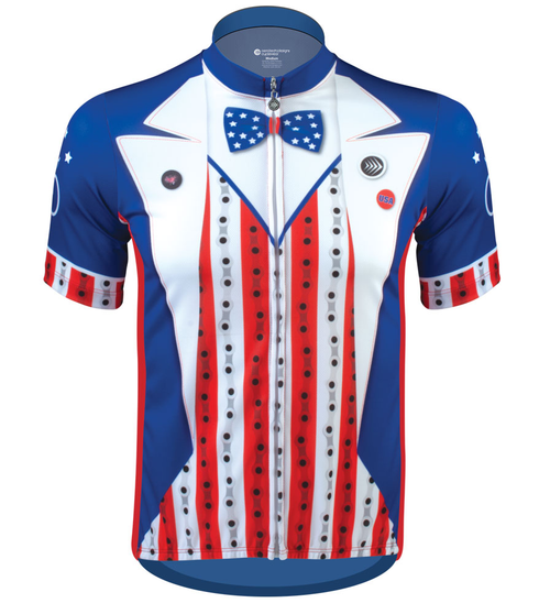 Uncle Sam Patriotic Cycling Jersey in Red White and Blue - Made in USA