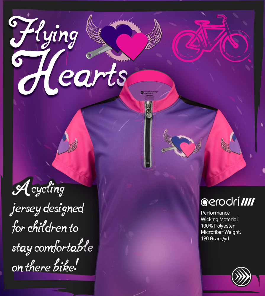 Children's Flying Hearts Bike Jersey Graphic Children's Flying Hearts Bike Jersey Graphic