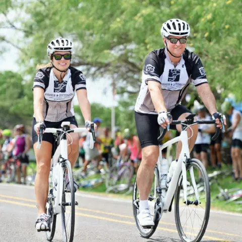 Aero Tech's Customer Team wearing custom cycling jerseys