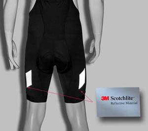 bib tights have a side view of the 3M reflective stripes 3M Scotchlite Reflective Stripes