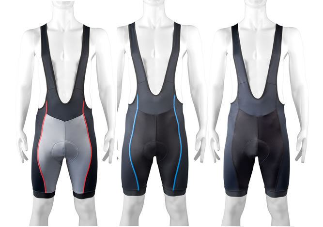 front view of elit bibshorts showing leg bands