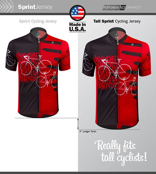 Men's Expression Cycling Jersey Tall Fit Example