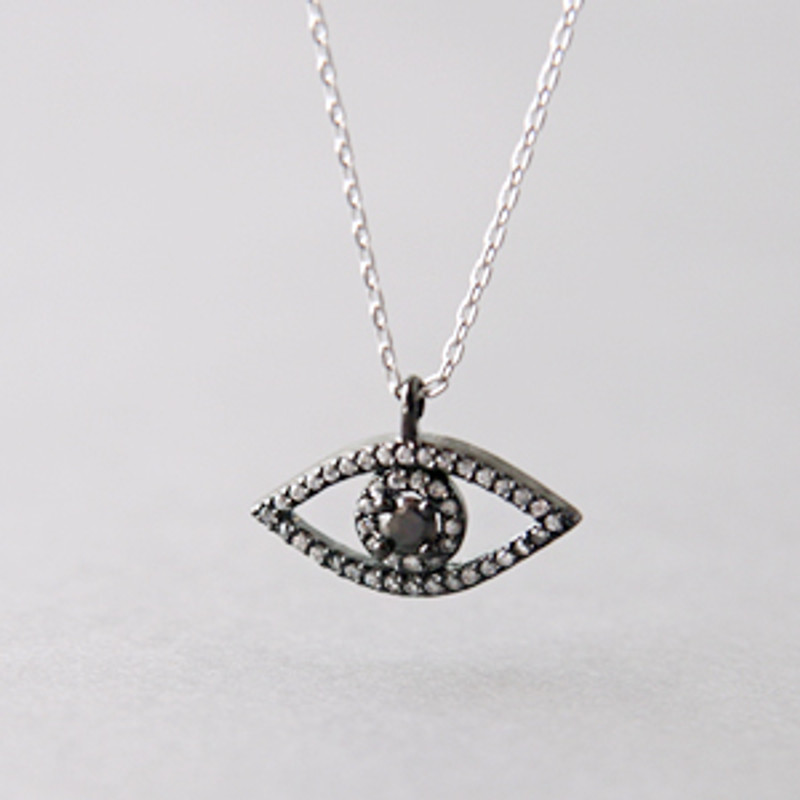 Swarovski Black Evil Eye Necklace Sterling Silver from kellinsilver.com