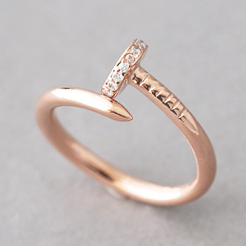 CZ Rose Gold Nail Ring Sterling Silver FROM KELLINSILVER.COM