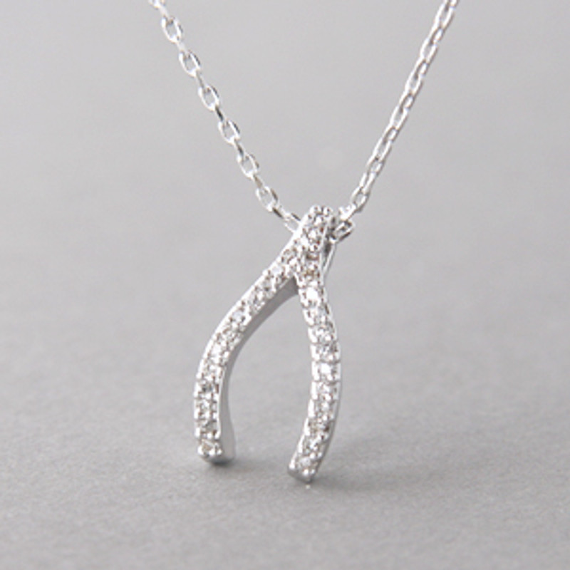 Swarovski White Gold Wishbone Necklace Sterling Silver FROM KELLINSILVER.COM