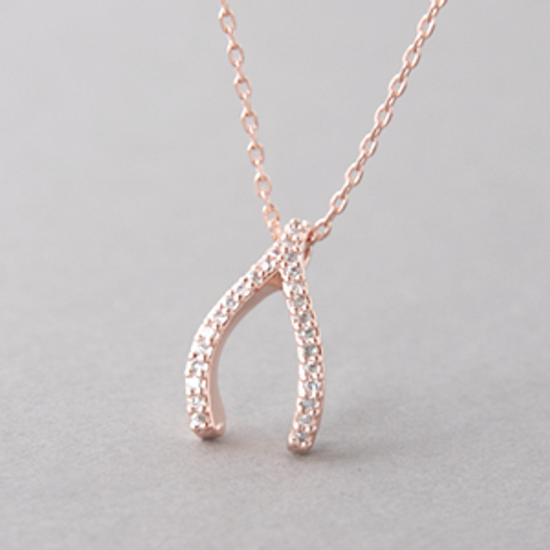 Swarovski Rose Gold Wishbone Necklace Sterling Silver from kellinsilver.com