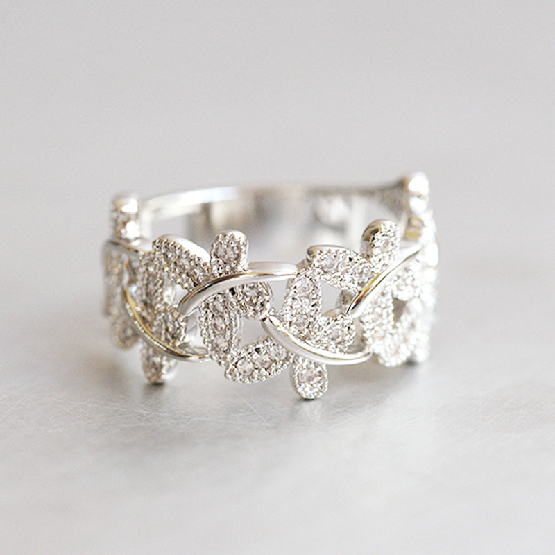 CZ Dragonfly Band Ring White Gold from kellinsilver.com