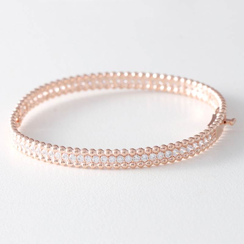 CZ Sterling Silver Perlee Bangle Bracelet Rose Gold from kellinsilver.com