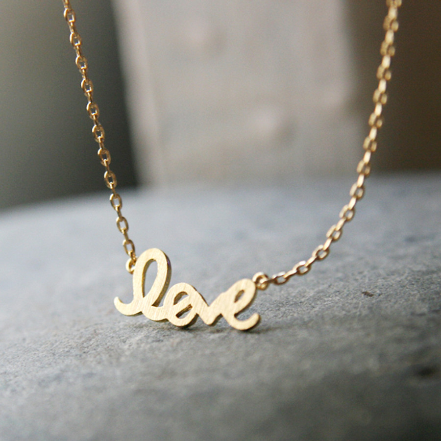 Gold Love Script Necklace Gold Love Script Necklace