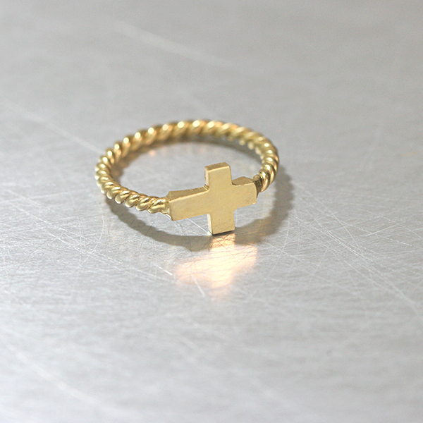 Gold Sideways Cross Ring Sterling Silver from kellinsilver.com