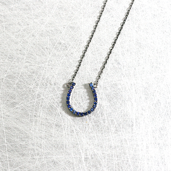 Blue Swarovski Black Horseshoe Necklace Sterling Silver from kellinsilver.com