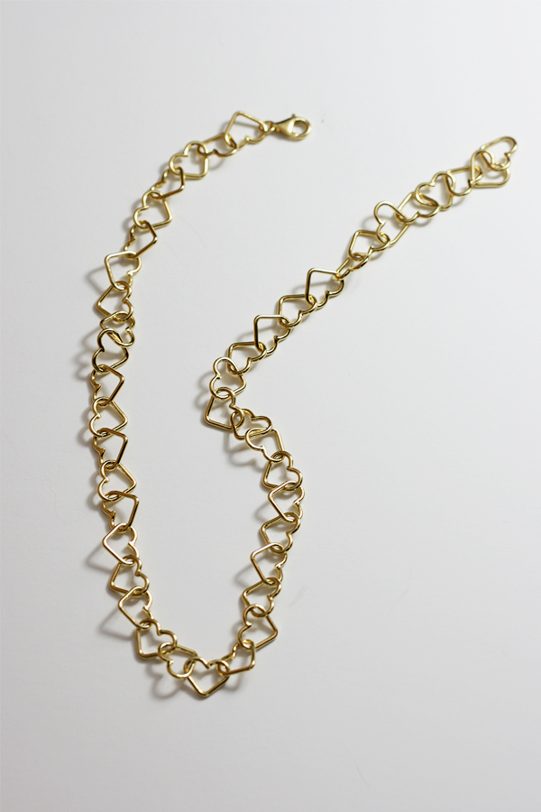 Gold Love Heart Chain Necklace Sterling Silver on kellinsilver.com
