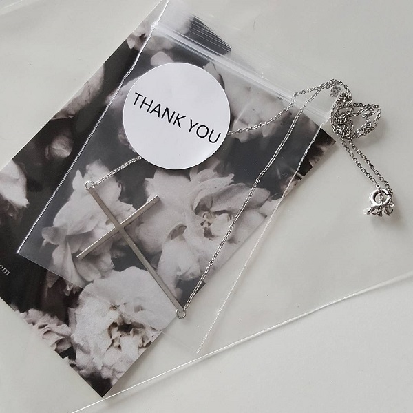 White Gold Sideways Cross Necklace Sterling Silver from kellinsilver