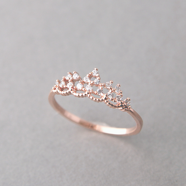CZ Princess Tiara Ring Rose Gold from kellinsilver.com