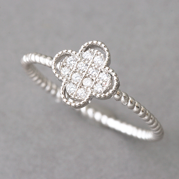 CZ Four Leaf Clover Ring Sterling Silver