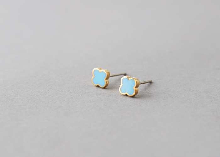Turquoise Four Leaf Clover Earrings Studs