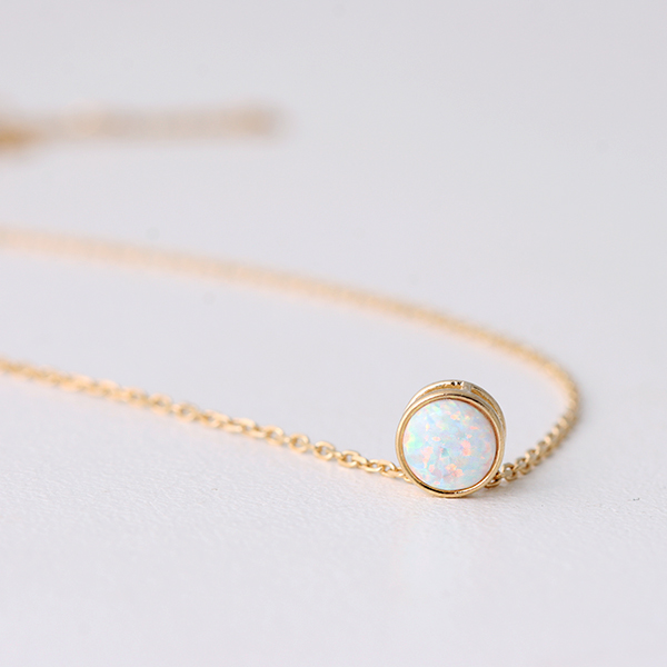 Tiny Gold White Opal Necklace sterling Silver from kellinsilver.com