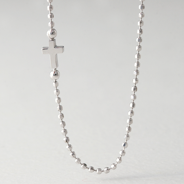 Cutting Ball Chain white Gold Sideways Cross Necklace Sterling Silver from kellinsilver.com
