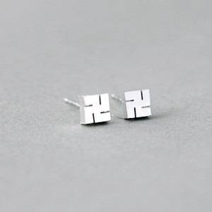Tiny Buddhism Swastika Earrings Studs Sterling Silver Tiny Buddhism Swastika Earrings Studs Sterling Silver