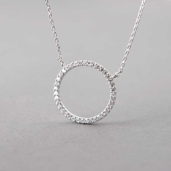 Swarovski White Gold Outline Circle Necklace Sterling Silver ...