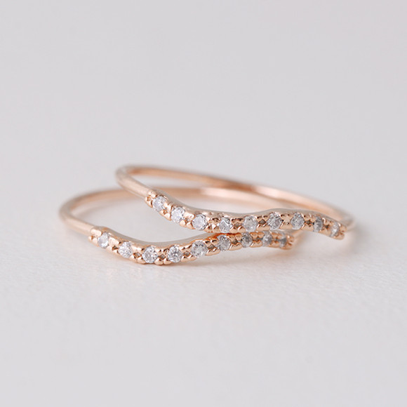 CZ Wave Rose Gold Thin Rings Set of 2 kellinsilver com CZ Wave Rose Gold Thin Rings Set of 2 kellinsilver com